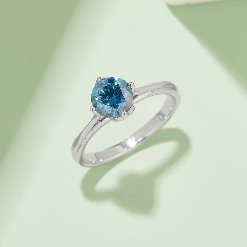 直臂莲花S925银镀白金MoissaniteWomen's Ring1ctD级